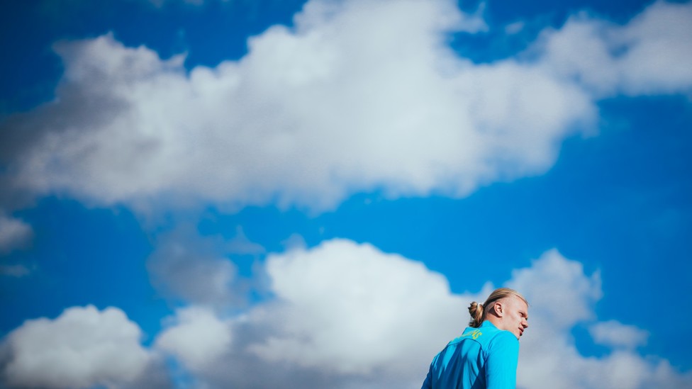 SKY BLUE  : Picturesque skyline greets Erling Haaland. 