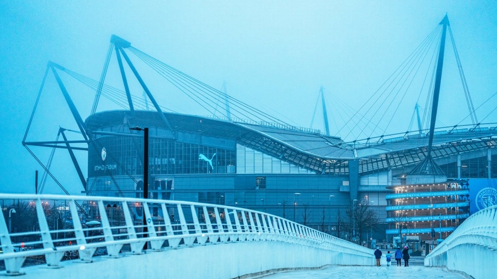 HOME: A misty Etihad prepares for City's Boxing Day clash with Everton