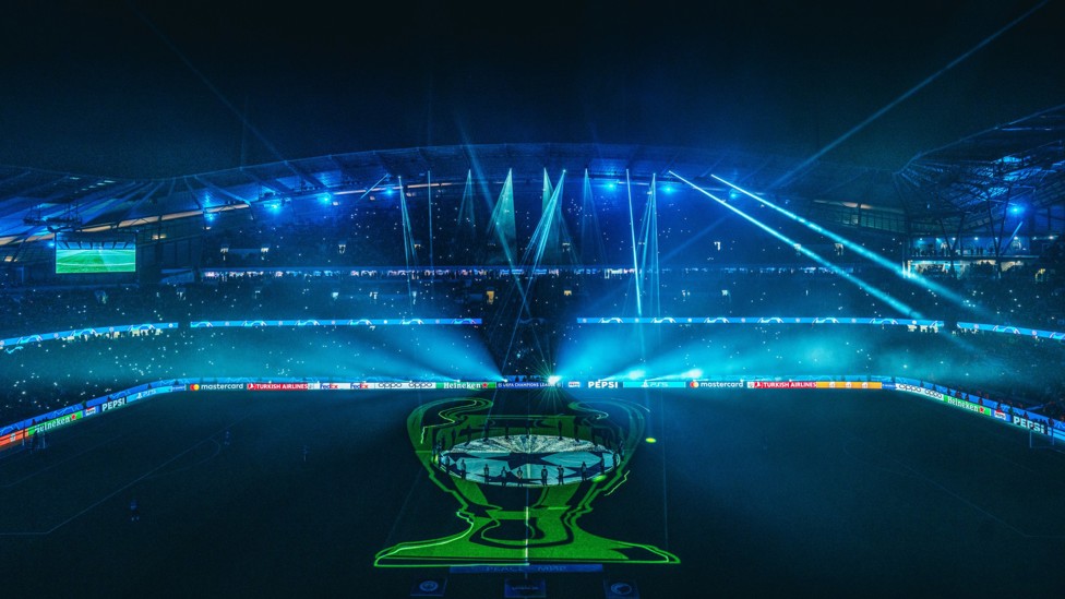 CHAMPIONS LEAGUE IS BACK : The defence of our European trophy began with an Etihad light show