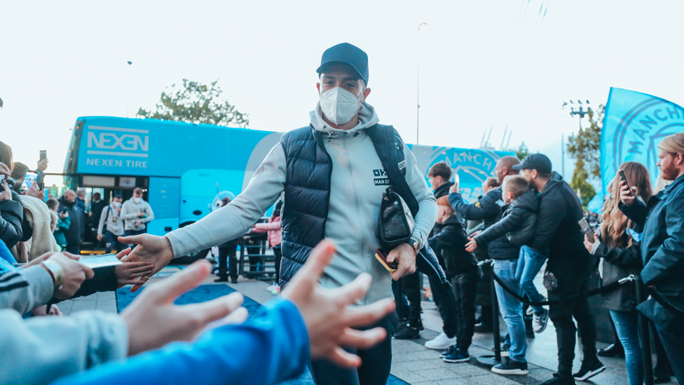 GREETING GREALISH : Jack meets the fans on his way into the stadium.