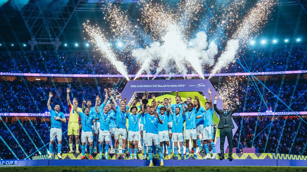 ON TOP OF THE WORLD  : City lift the FIFA Club World Cup.