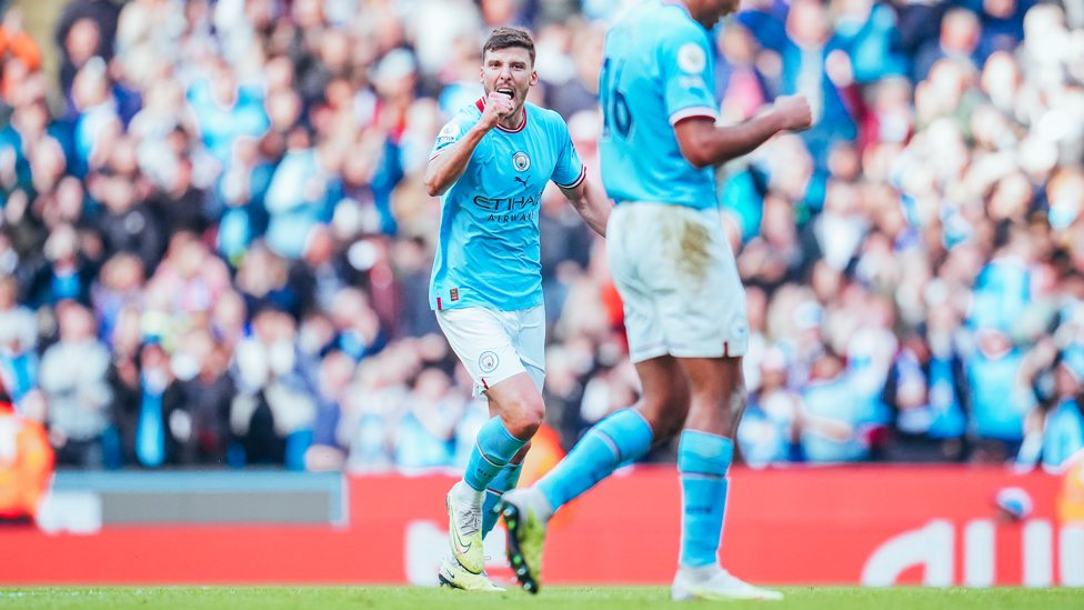 DIAS DELIGHT : Ruben celebrates our second. 