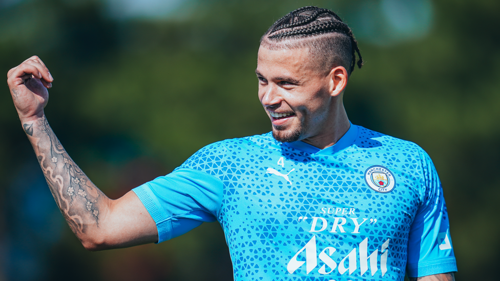 MIDFIELD MAESTRO : Kalvin Phillips in great spirits before our Premier League opener with Burnley.