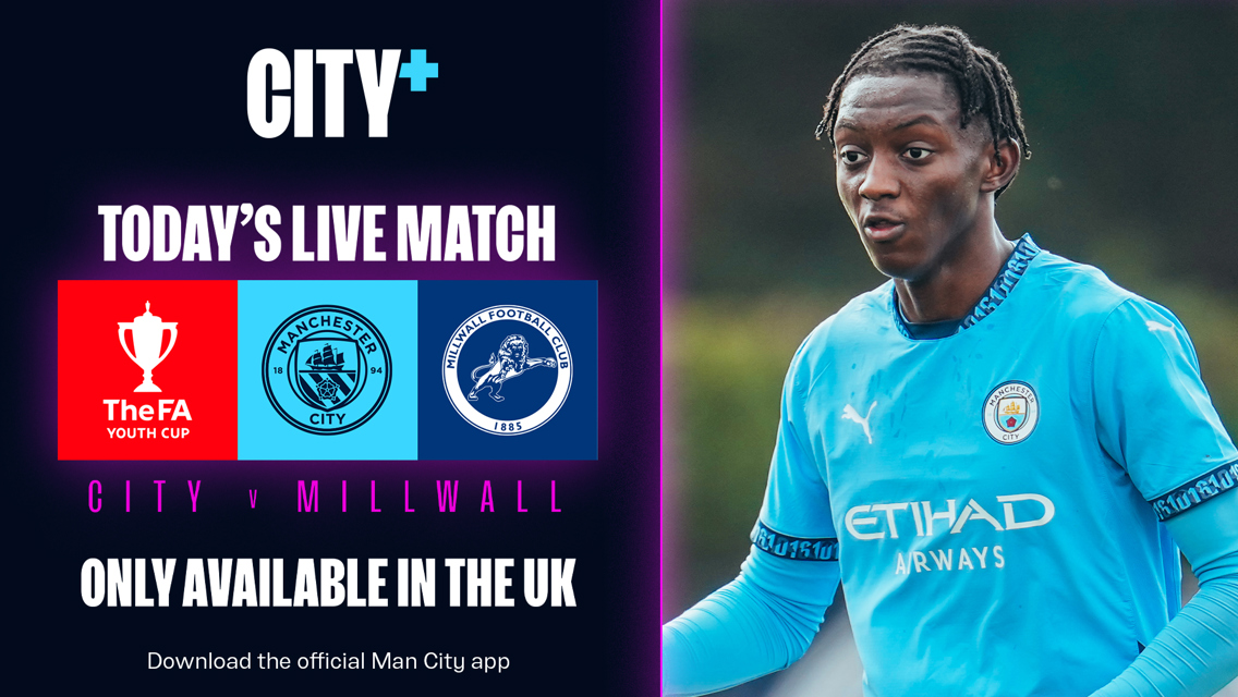 Watch City’s FA Youth Cup meeting with Millwall on CITY+ tonight