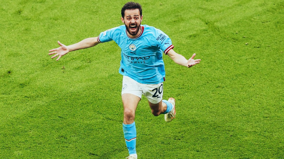 SILVA LINING : Bernardo is buzzing after scoring in a quite brilliant 4-0 Champions League semi-final victory over Real Madrid