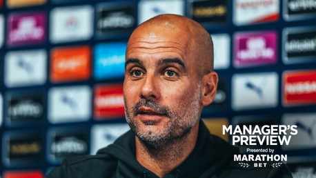 THE BOSS: Pep Guardiola at his Crystal Palace pre-match press conference.