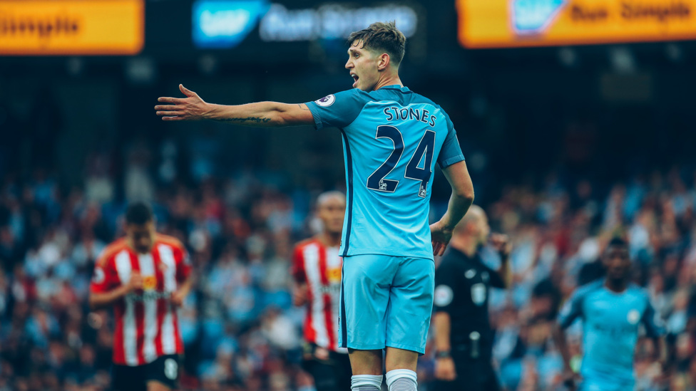 DEBUT: Stones' City career got off to a winning start, as we beat Sunderland 2-1 on the opening day of the 2016-17 season.