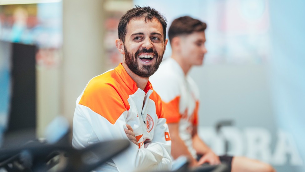 BEAMING BERNARDO : Silva in a joyous mood. 