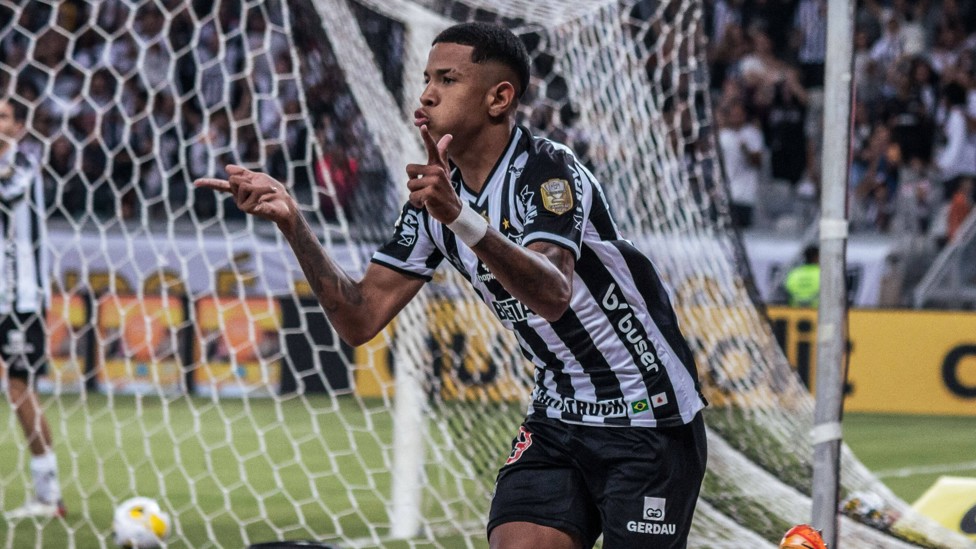 WHERE IT BEGAN : Savinho celebrates his goal for his first club Atletico Mineiro.