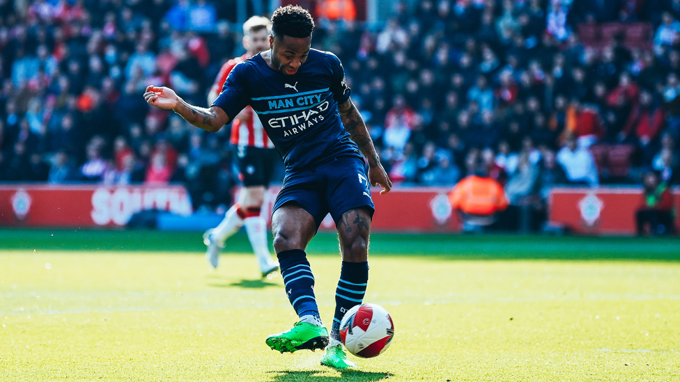 STERLING JOB : Raz slides the ball under Forster to score the opener! 