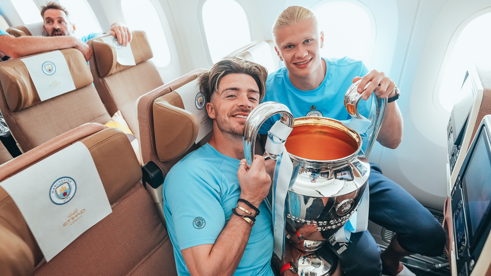 TREBLE TREBLE : Grealish and Haaland pose with the trophy after we completed the Treble in Istanbul!