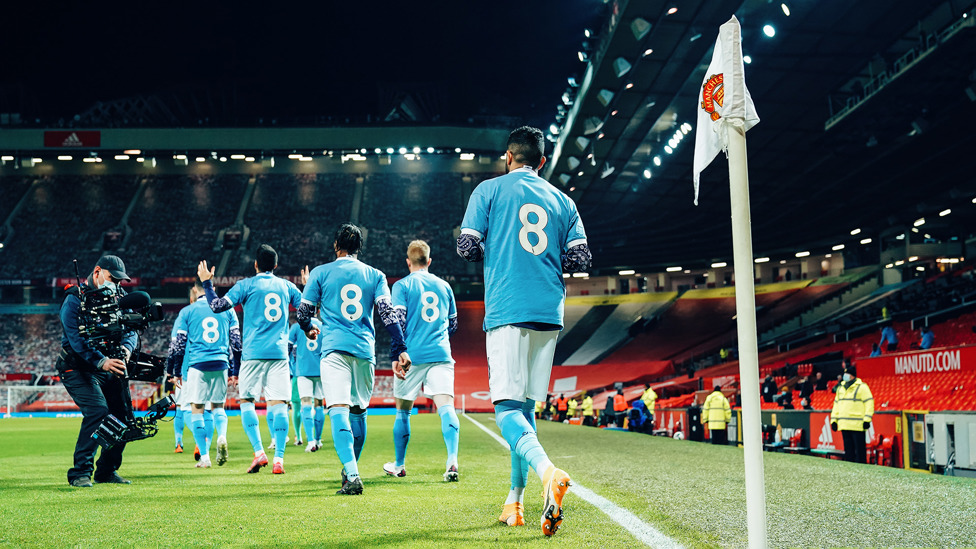 FITTING FAREWELL : City players wear no.8 shirts in tribute to Colin ahead of our Carabao Cup match at Old Trafford the following evening, 6th January 2021.