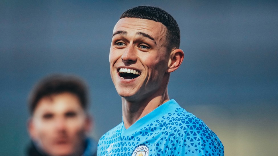 ALL SMILES : Phil Foden has a bit of fun in the session