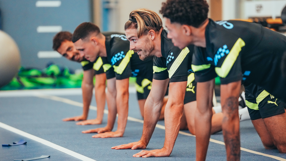 GET SET! The lads await the next fitness drill!