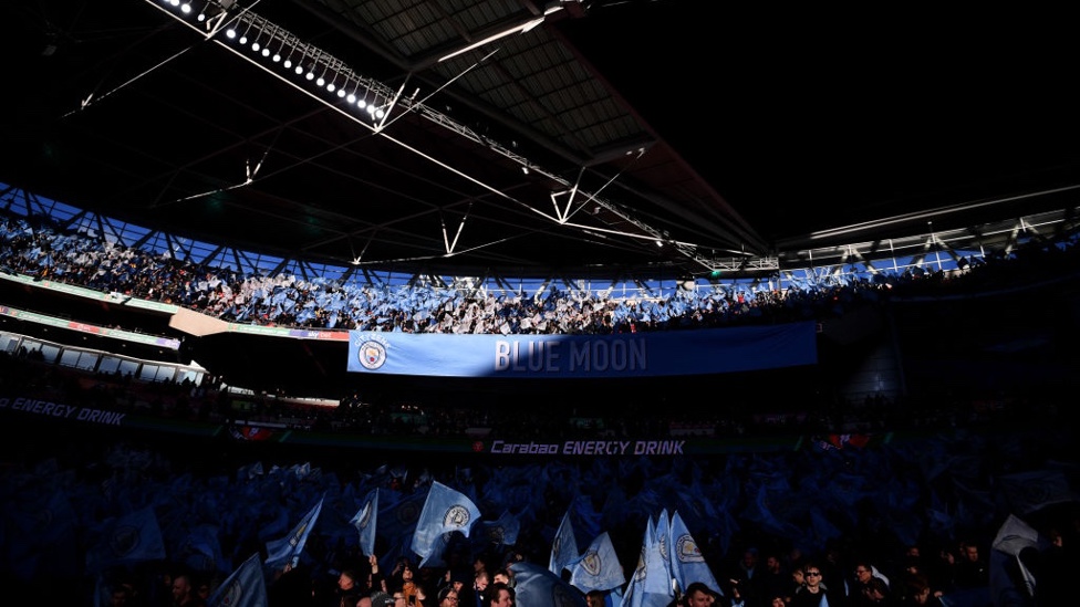 LOUD AND PROUD : The City fans make themselves heard at Wembley.