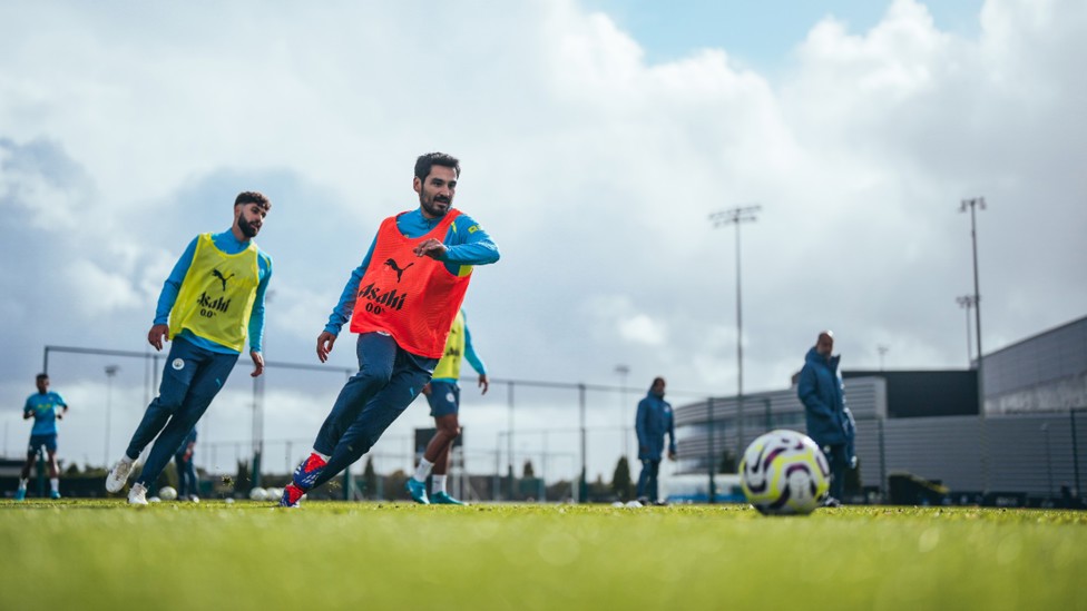 PRESS TO PLAY: Ilkay Gundogan drives forward.