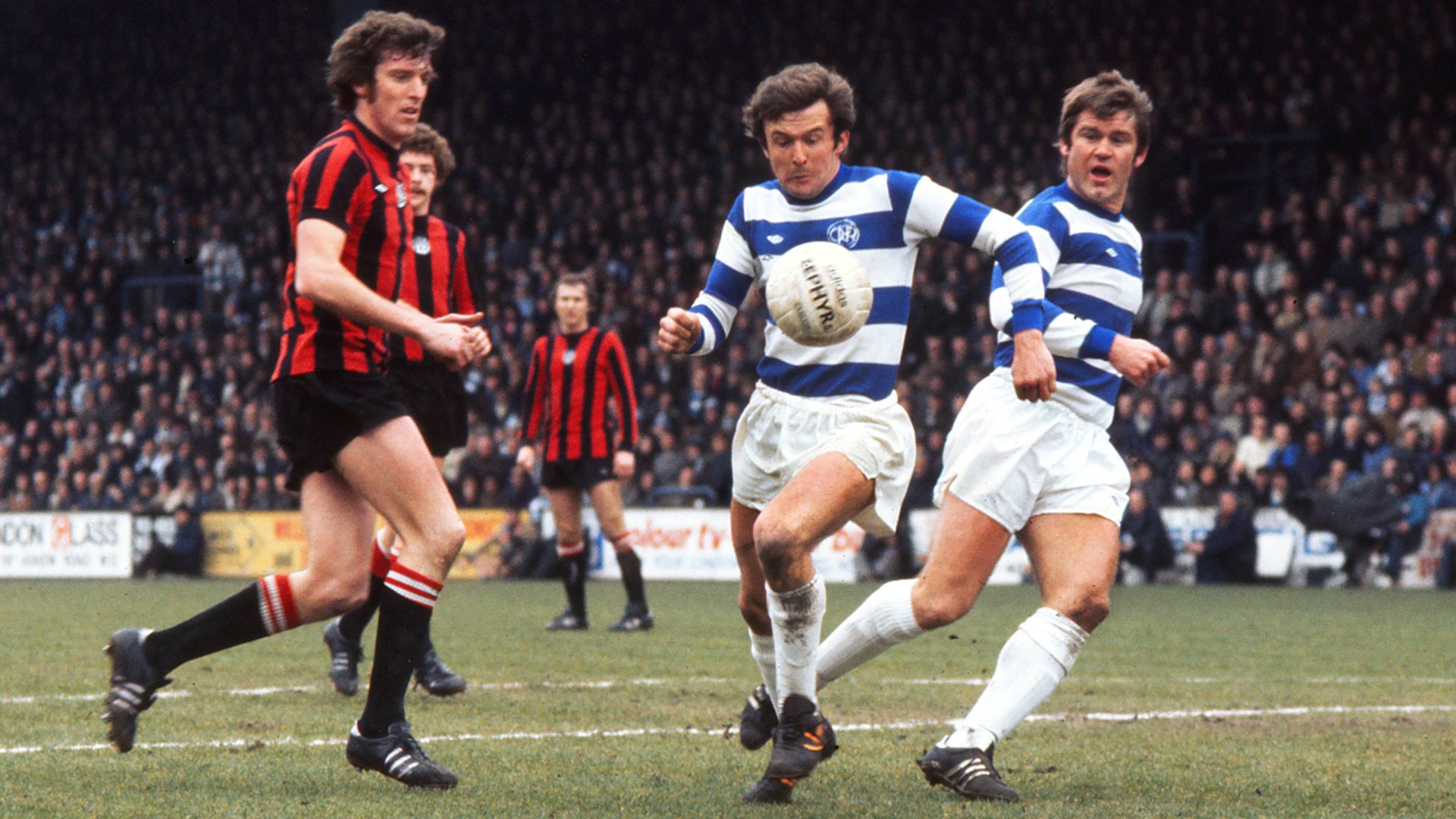 REASSURING PRESENCE: Tommy in action for City at QPR in the mid 1970s.