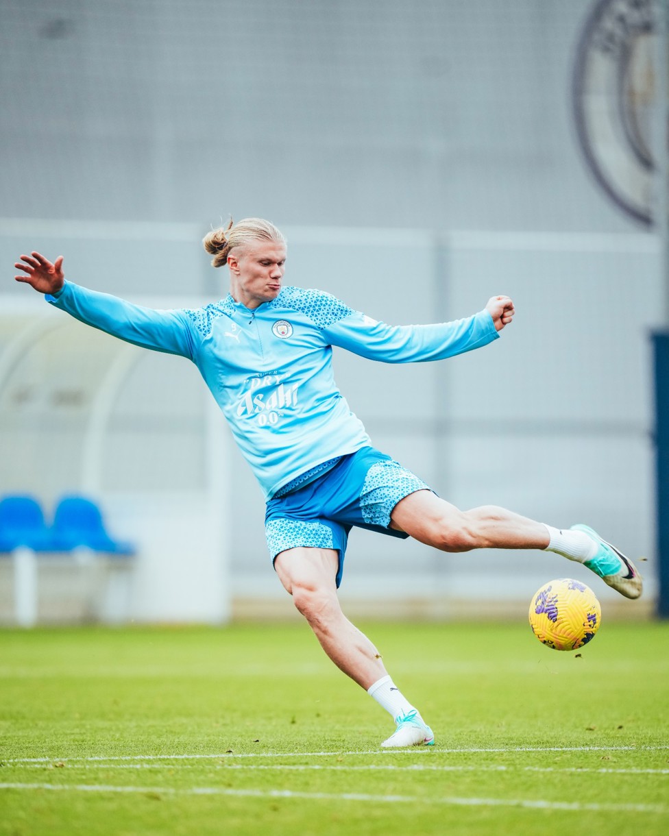 STRIKE : Erling Haaland tries his luck