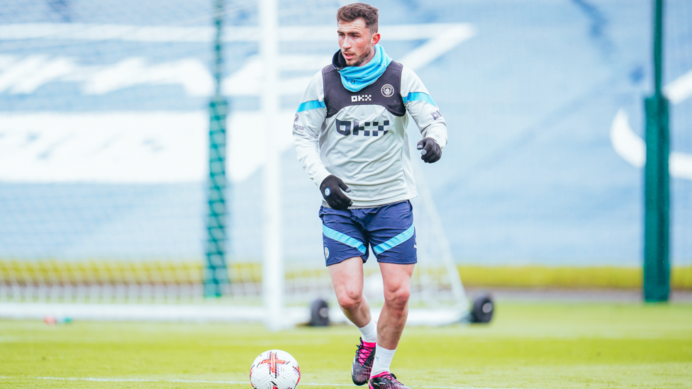 LAPORTING FOR DUTY : Aymeric Laporte brings the ball out from the back