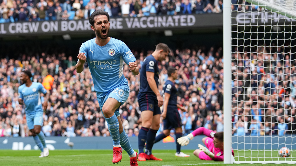 SUPER-SILVA : Bernardo wheels off in celebration after grabbing our first goal 