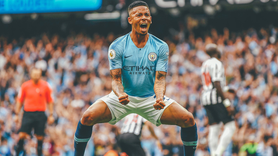 PASSION : Jesus celebrates a goal during City's 2-1 win over Newcastle, 1 September 2018.