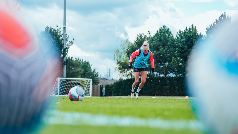 PASS AND MOVE  : Steph Houghton delivers a pass.