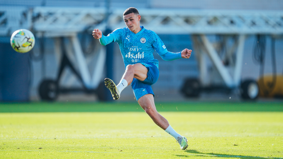 LETS FLY! : Phil Foden strikes during the session.