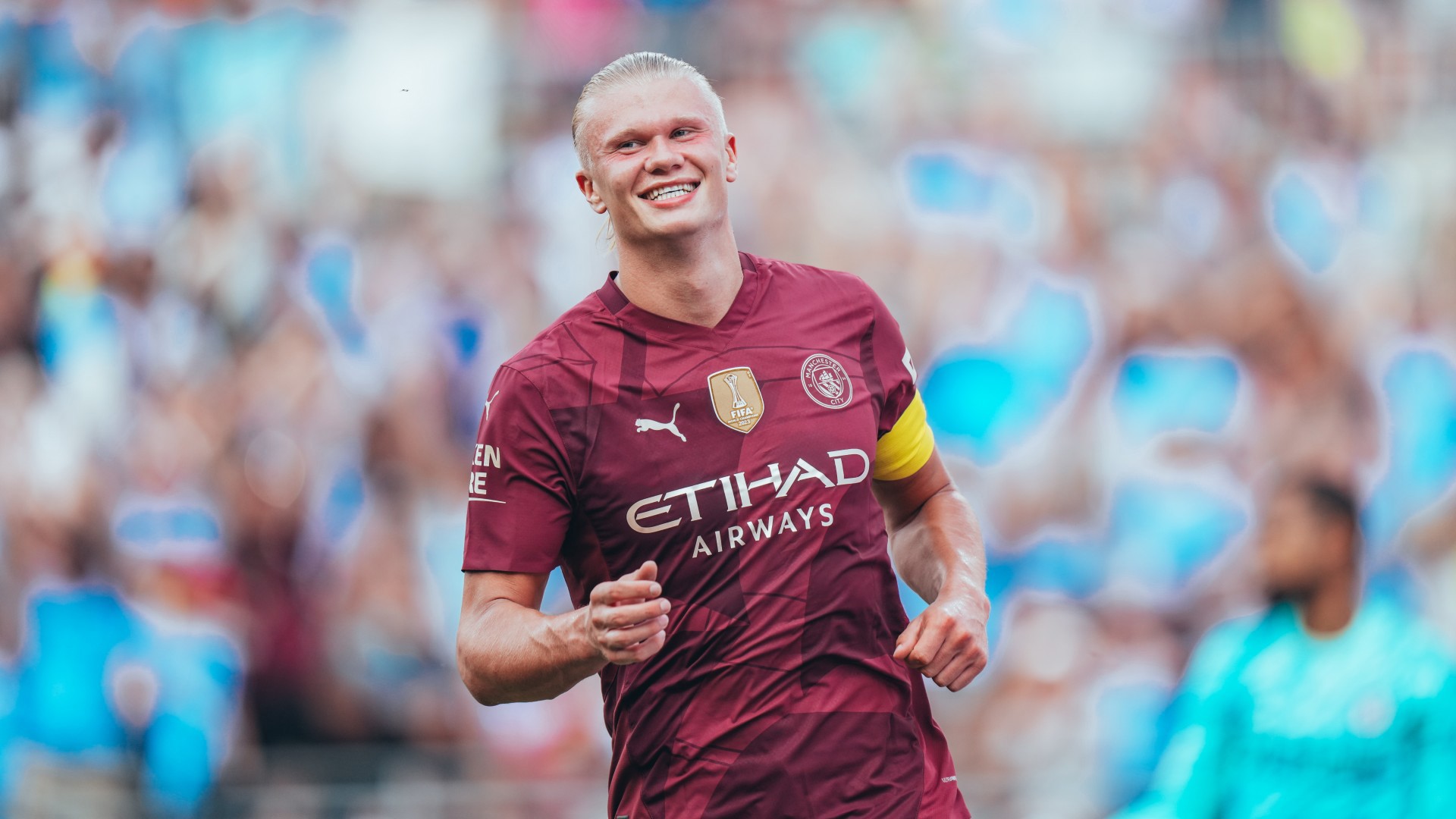 THREE CHEERS: Erling Haaland celebrates after sealing his hat-trick.