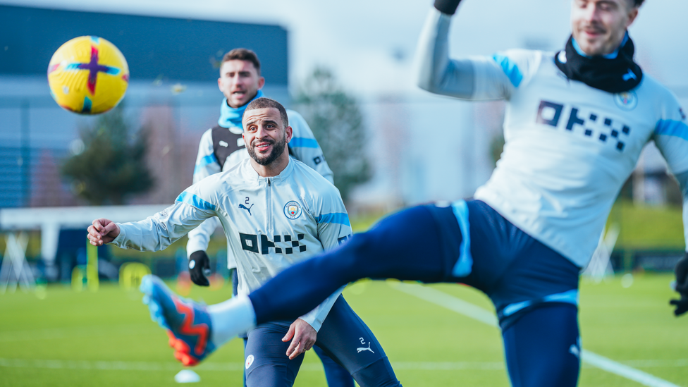 ON THE BALL: That's Aymeric Laporte, Kyle Walker and Jack Grealish.