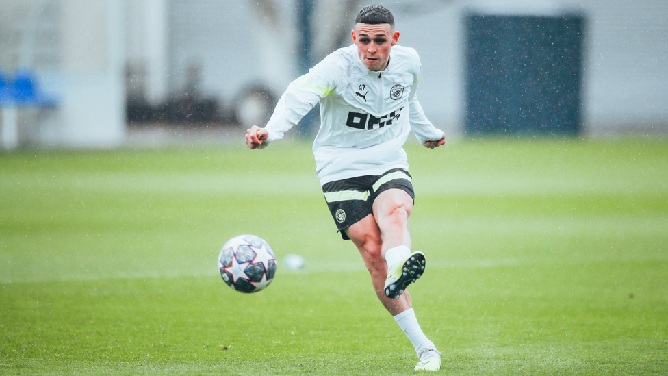 CLEAN STRIKE : Foden whips a ball into the box