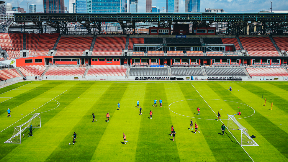 SUNNY SIDE UP: The City players were straight back to work after our win over Club America