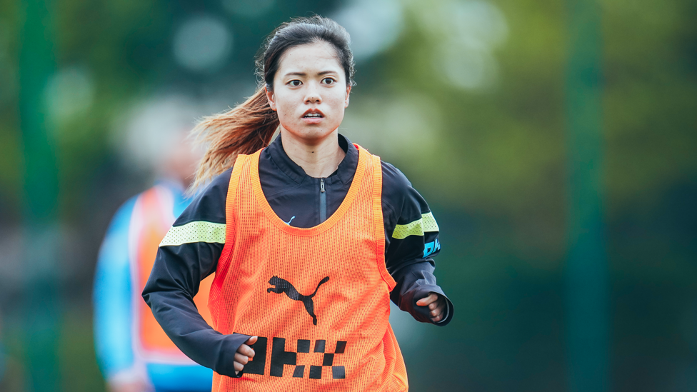 FULLY FOCUSED : Yui Hasegawa puts in the mileage during training. 