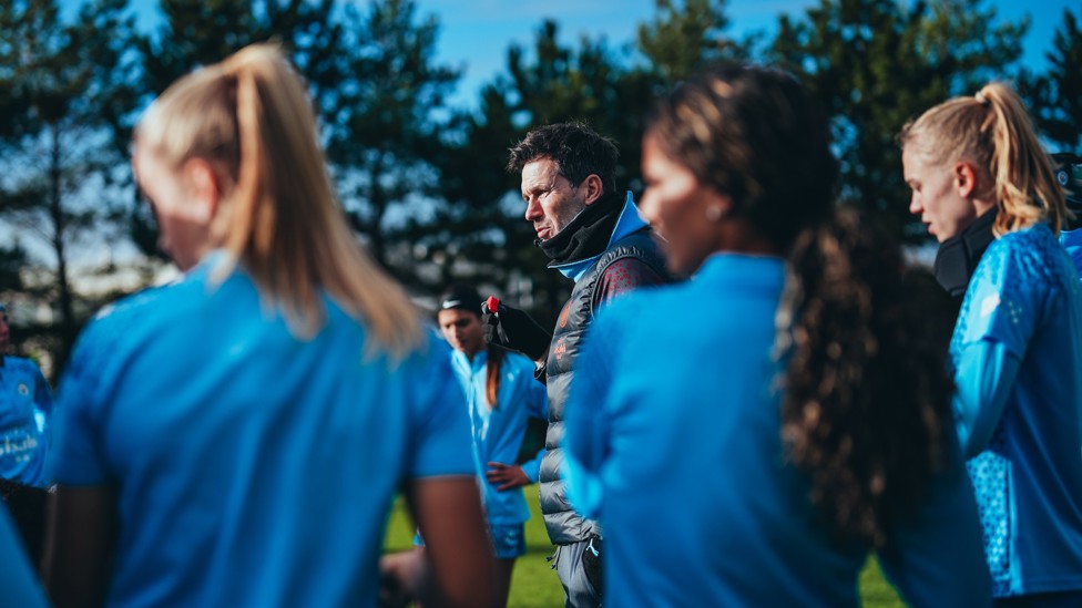 PEP TALK : Gareth Taylor addresses the group as he explains what he’s looking for this weekend