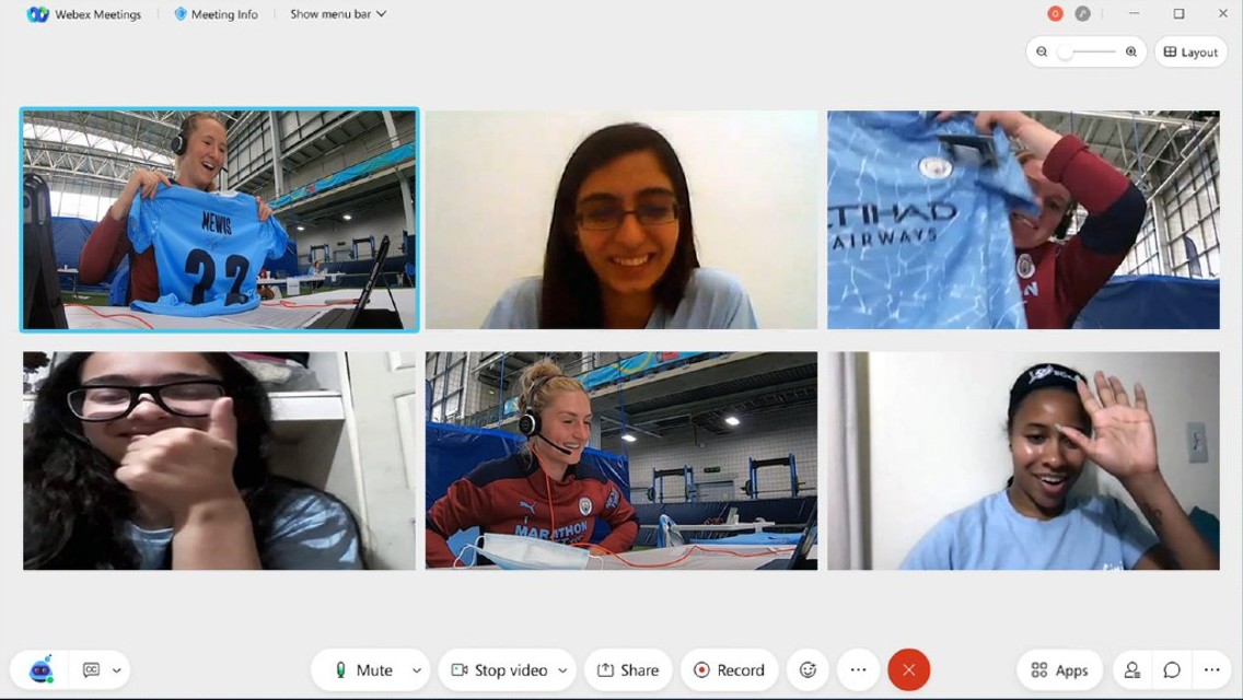 Young Leaders connect with City players over Webex by Cisco 