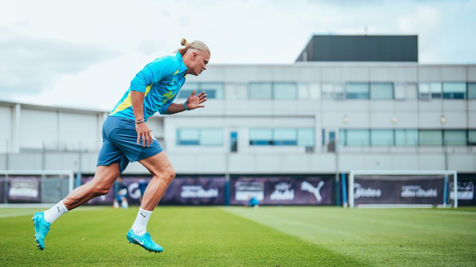 SUPER STRIDE : Erling Haaland focused on his next move.