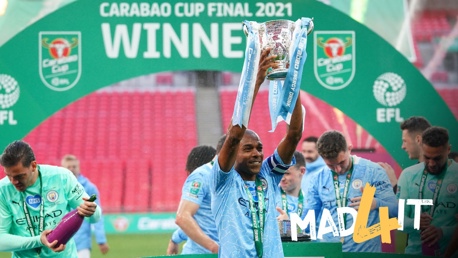 CAPTAIN FANTASTIC: Fernandinho lifts the trophy!