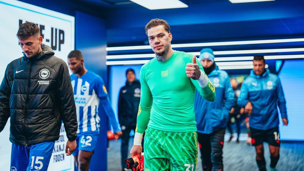 THUMBS UP  : Ederson pleased with City's performance.