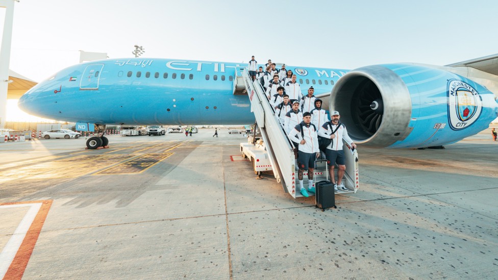 ARRIVALS  : The City players arrive for the FIFA Club World Cup.