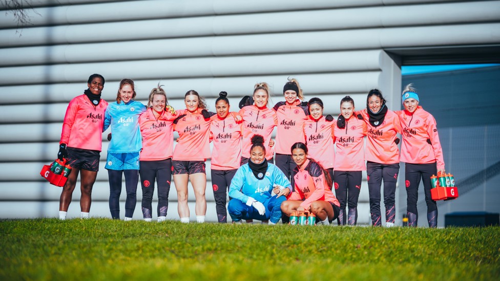 SQUAD GOALS  : City's squad pose in front of our camera. 