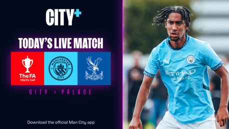 Watch our FA Youth Cup match with Crystal Palace live on CITY+ tonight