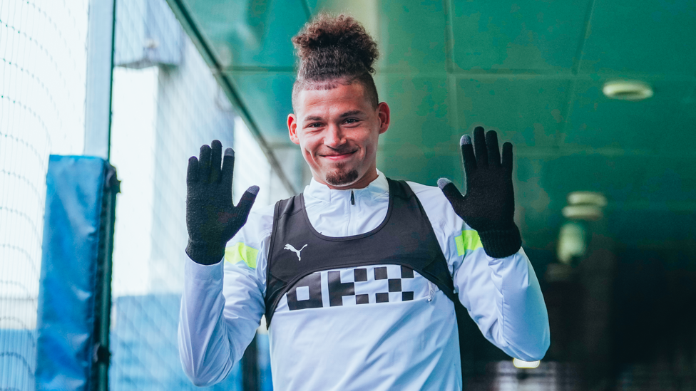 HANDS UP : Kalvin Phillips is ready for training