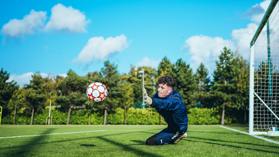 LEAP OF FAITH: Goalkeeper George Murray-Jones powers into action