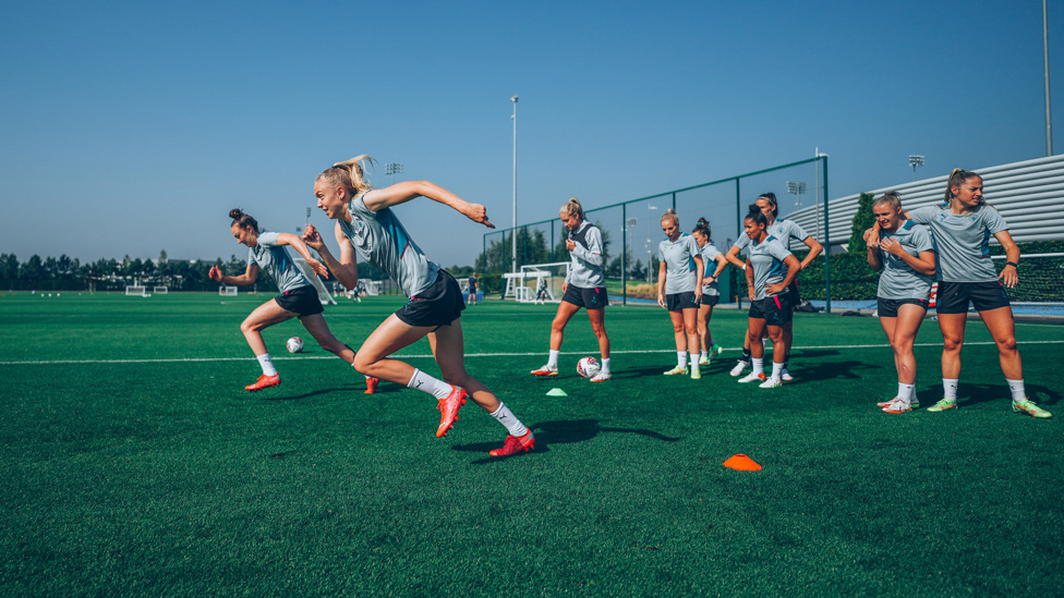 AT FULL STRETCH: The City squad go through their paces