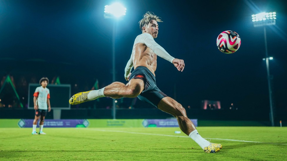 ON THE VOLLEY : Jack Grealish launches a pass to a team-mate