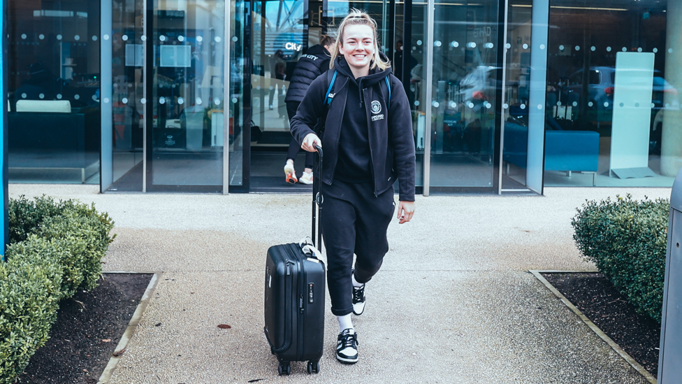 UP FOR THE CUP : Lauren Hemp gets ready for the journey south