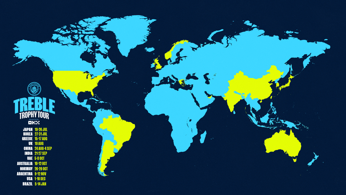 Manchester City announces 'Treble Trophy Tour' presented by OKX