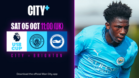 Watch City’s Under-18s clash with Brighton live on CITY+