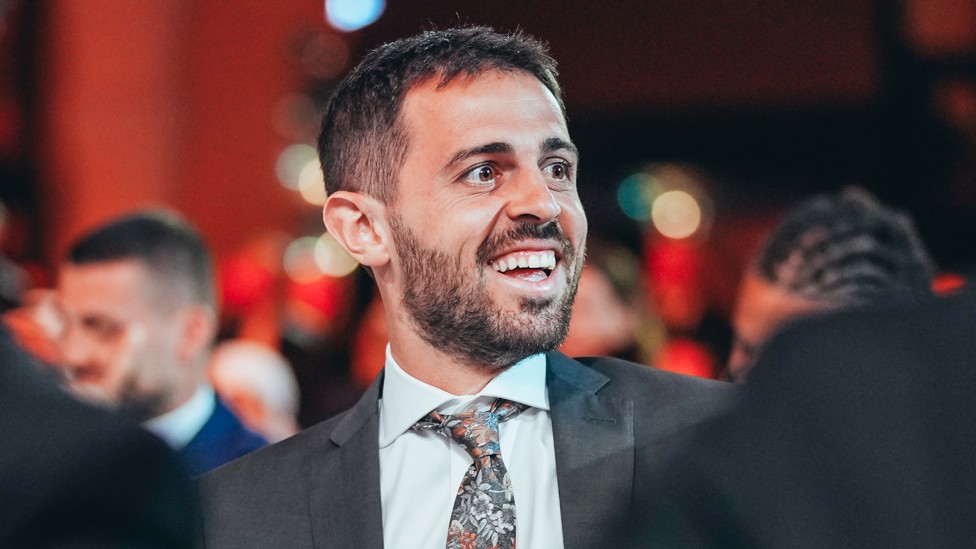 SMILING SILVA : Bernardo in good mood as he takes his seat for the Dubai Globe Soccer Awards ceremony