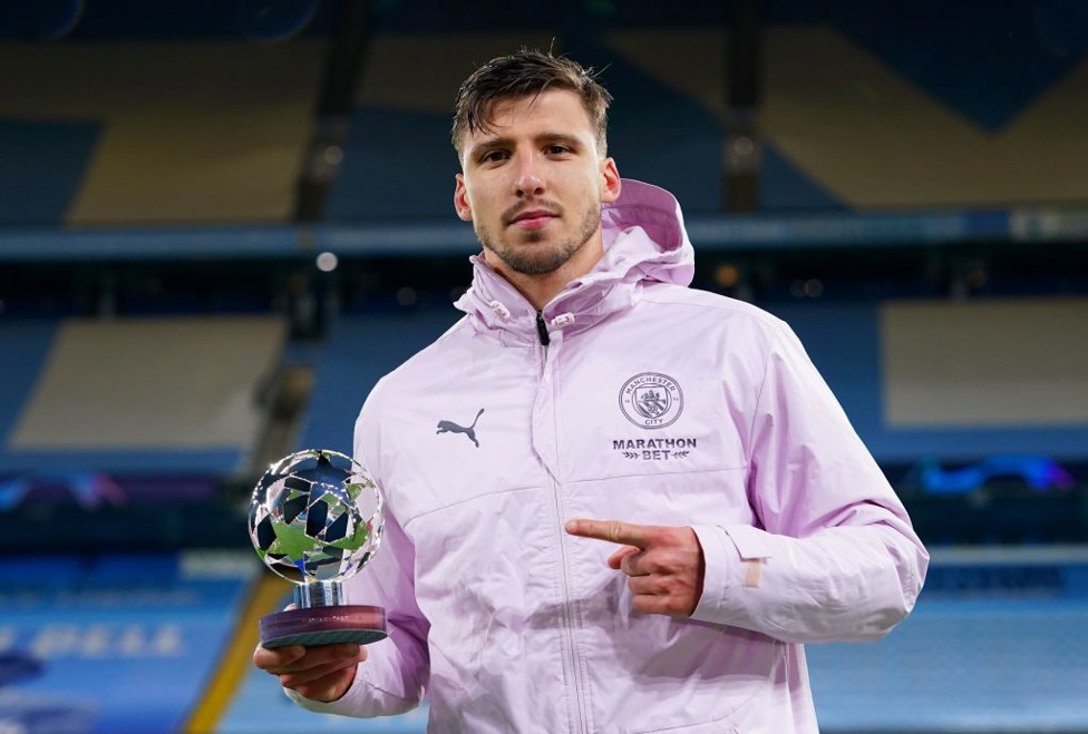 MASTER CLASS: Ruben with his man of the match award after our Champions League semi-final second leg win over Paris Saint-Germain last May