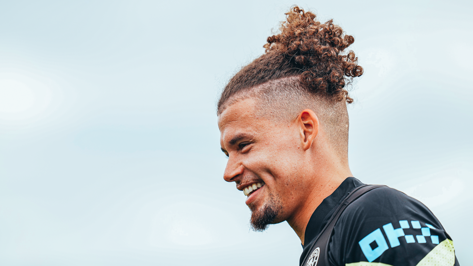 ALL SMILES: Summer recruit Kalvin Phillips revelled in his first week training with City